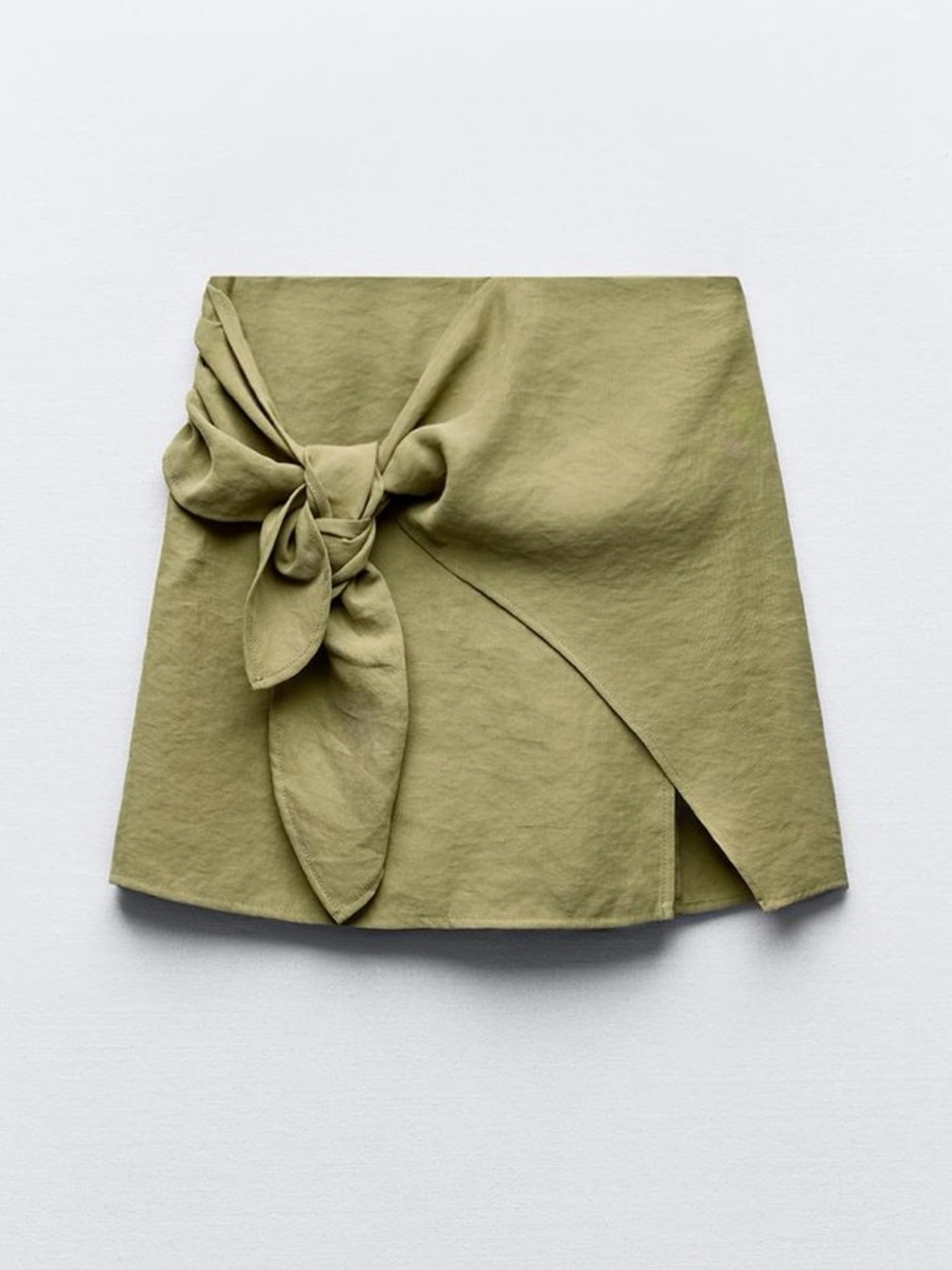 Zara Olive Tie-Waist Mini Skirt